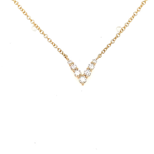 14 Karat Yellow Initial Necklace Diamond Necklace - ROMAN + JULES