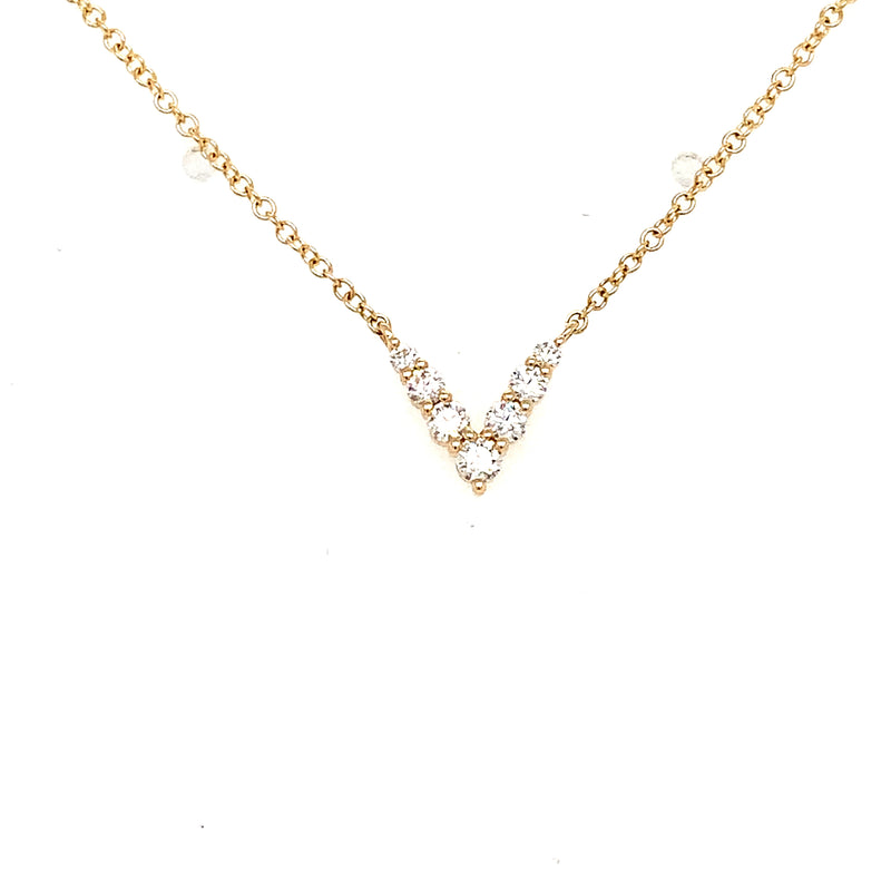 14 Karat Yellow Initial Necklace Diamond Necklace