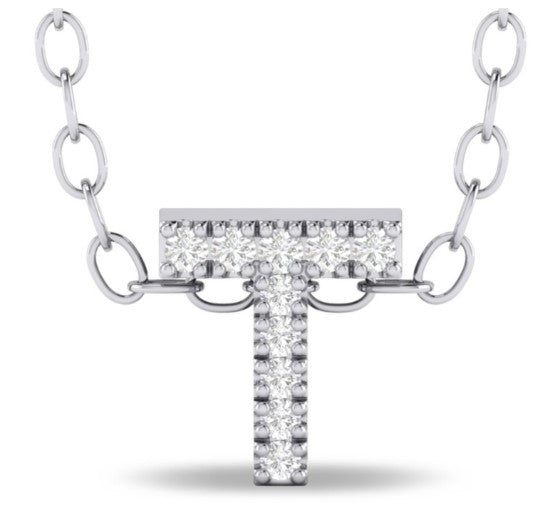 10 Karat White Initial Diamond Pendant