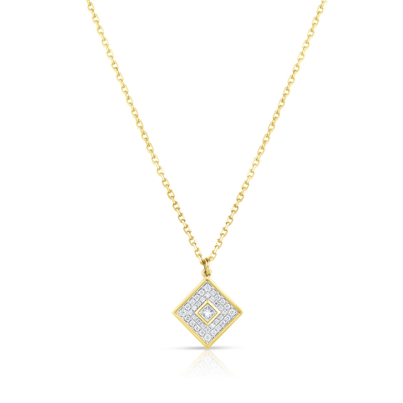 14 Karat Yellow Cluster Diamond Pendant