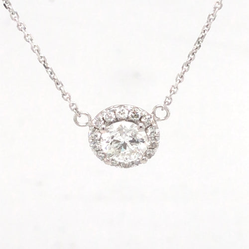 14 Karat White Station Diamond Necklace - TJ MANUFACTURING