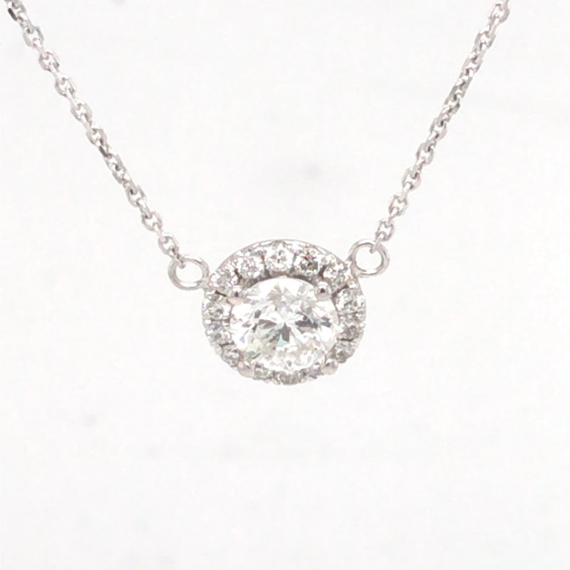 14 Karat White Station Diamond Necklace