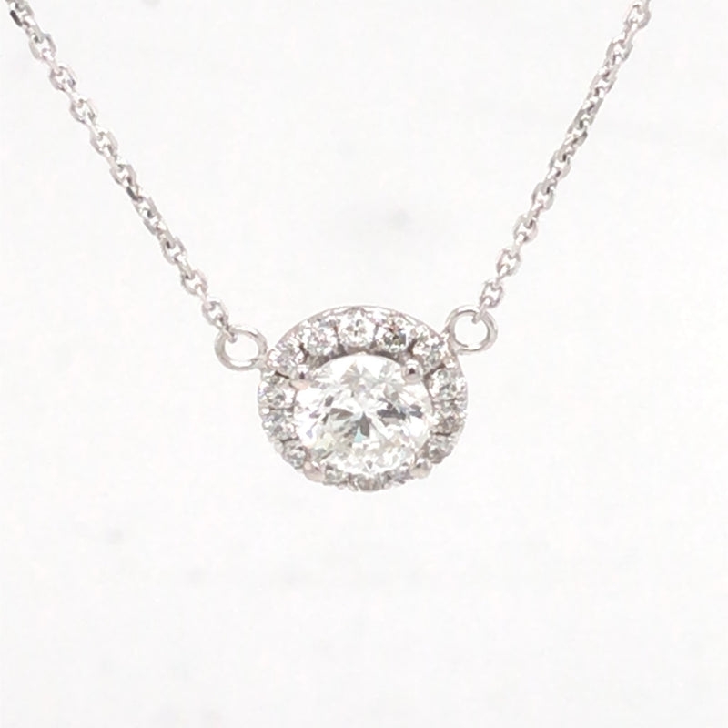 14 Karat White Station Diamond Necklace