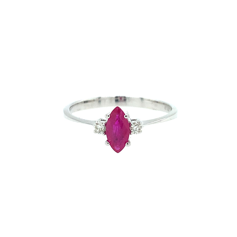 14 Karat White Lady's 3 Stone Gemstone Fasion Ring