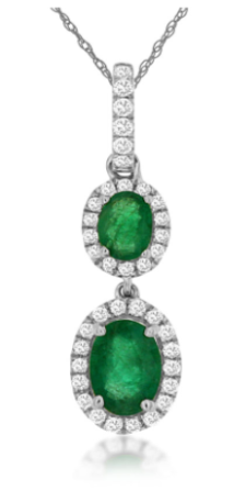 14 Karat White Halo Gemstone Pendant