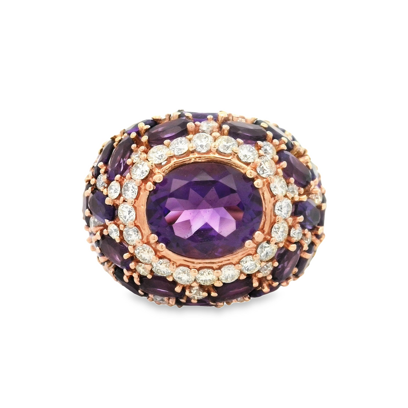 14 Karat Rosé Lady's Cluster Gemstone Fasion Ring