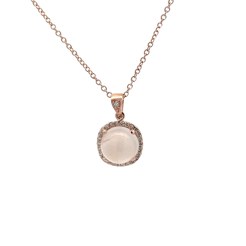 14 Karat Rosé Halo Gemstone Pendant