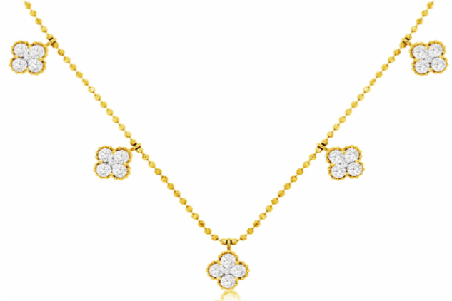 14 Karat Yellow Station Diamond Necklace