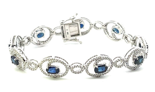 14 Karat White Gemstone Fancy Link Bracelet - REAL GEMS CORP