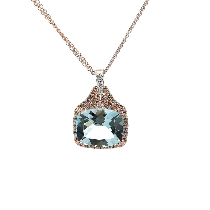 14 Karat Rosé Halo Gemstone Pendant
