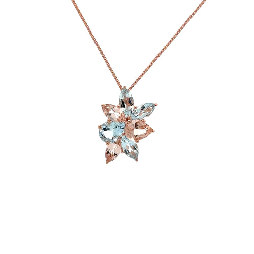 14 Karat Rosé Cluster Gemstone Pendant - LALI JEWELS