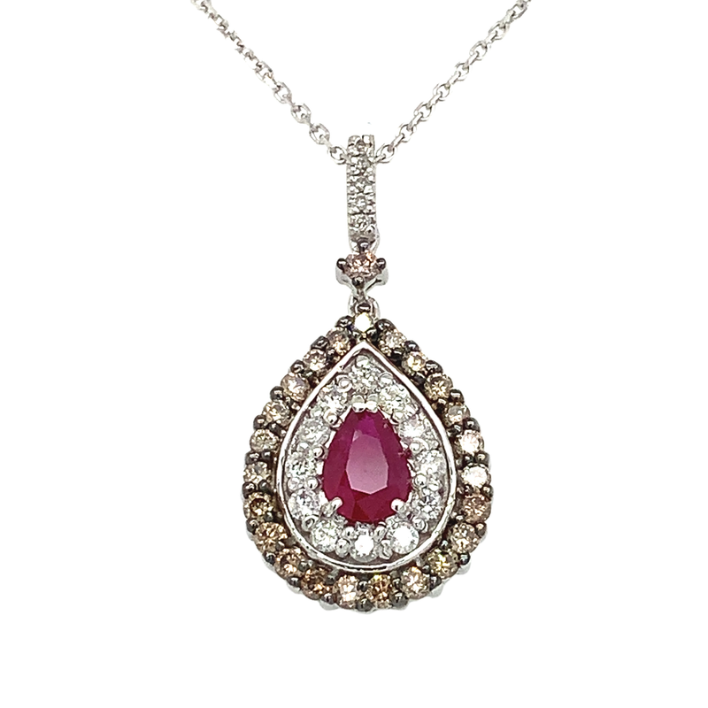 14 Karat White Drop Gemstone Pendant