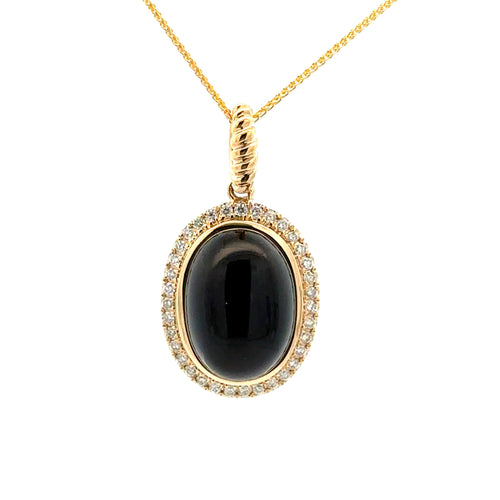 14 Karat Yellow Halo Gemstone Pendant - LALI JEWELS