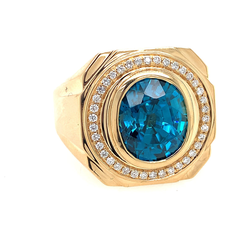 14 Karat Yellow Men's Gemstone Ring