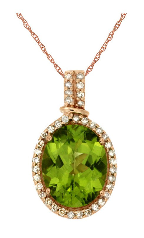 14 Karat Rosé Halo Gemstone Pendant - ROYAL JEWELRY MFG, INC.