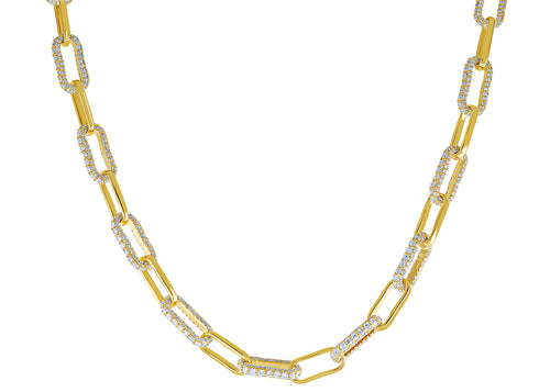 14 Karat Two Tone Fancy Link Lab Grown Diamond Necklaces - MALAKAN DIAMOND CO.
