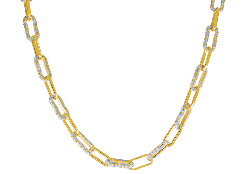 14 Karat Two Tone Fancy Link Lab Grown Diamond Necklaces