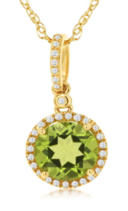 14 Karat Yellow Halo Gemstone Pendant