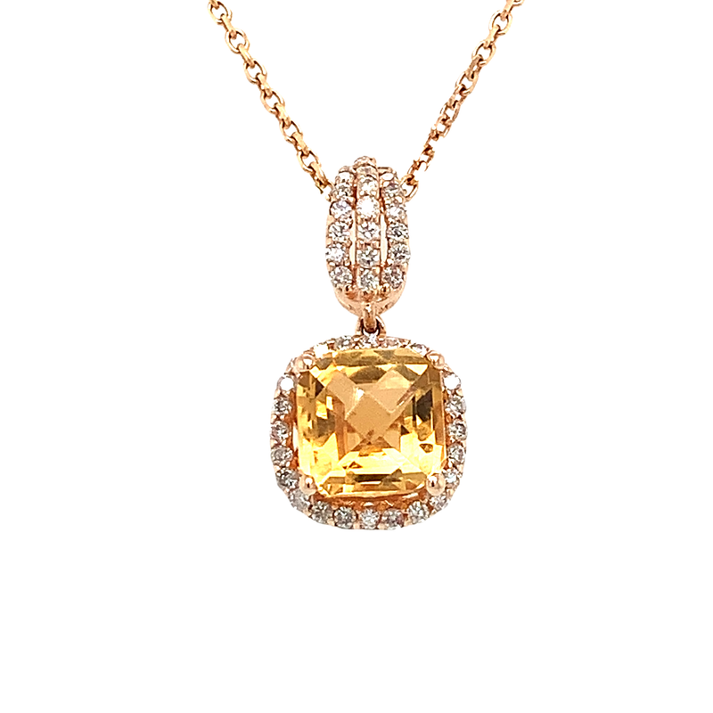 14 Karat Rosé Halo Gemstone Pendant