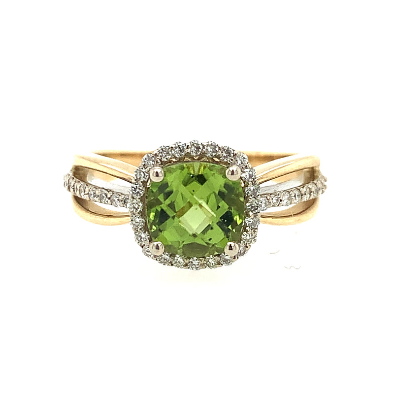 14 Karat Yellow Lady's Halo Gemstone Fasion Ring