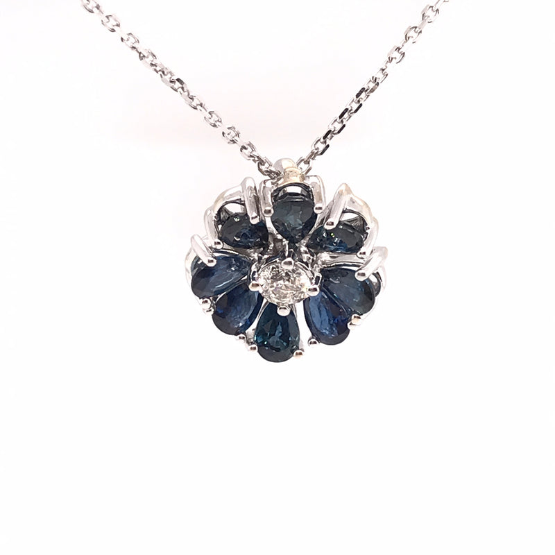 14 Karat White Flower Gemstone Pendant