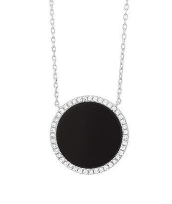 18 Karat White Circle Gemstone Necklace - FACET BARCELONA USA INC.