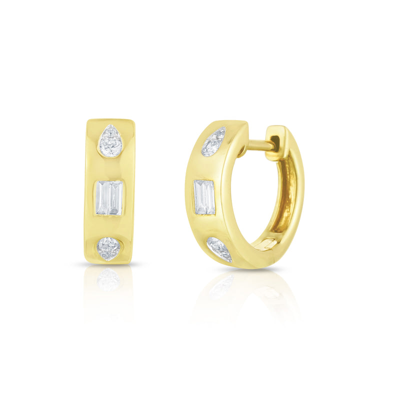 14 Karat Yellow Huggie Diamonds Earrings
