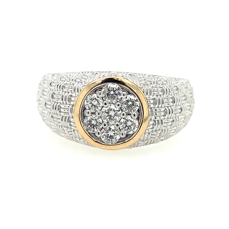 Two Tone 14 Karat Cluster Men's Ring
