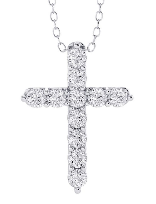 14 Karat White Cross Diamond Pendant - COSTAR JEWELRY