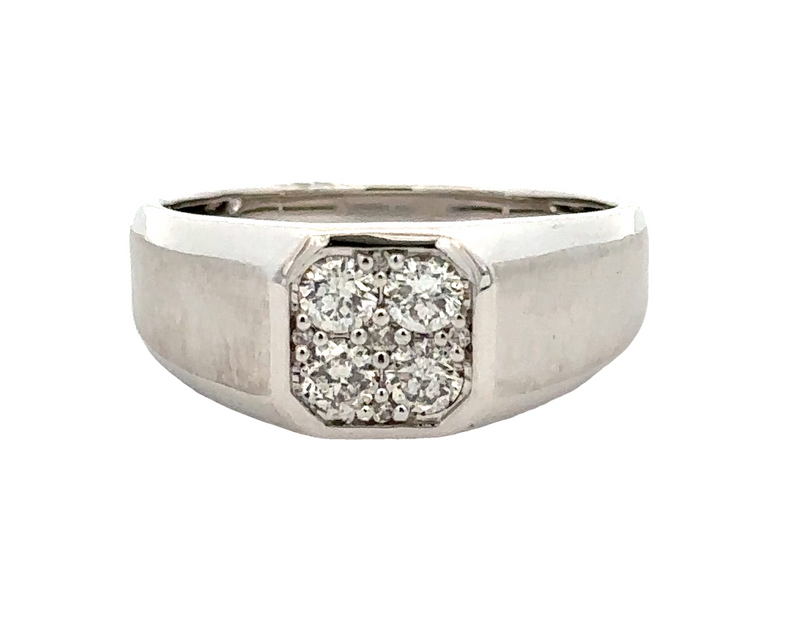 White 14 Karat Fashion Band Men's Ring