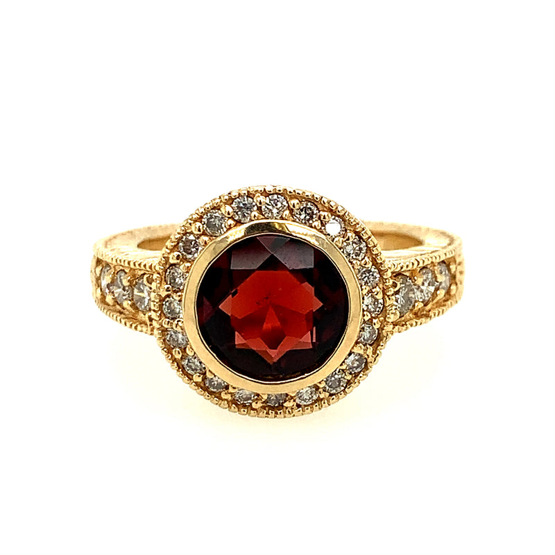 14 Karat Yellow Lady's Halo Gemstone Fasion Ring