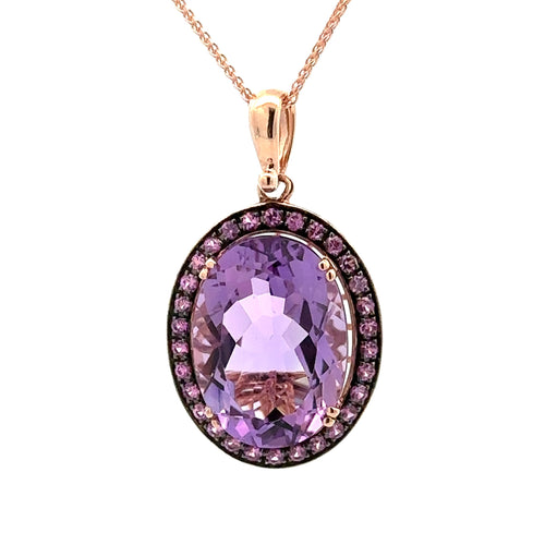 14 Karat Rosé Halo Gemstone Pendant - LALI JEWELS