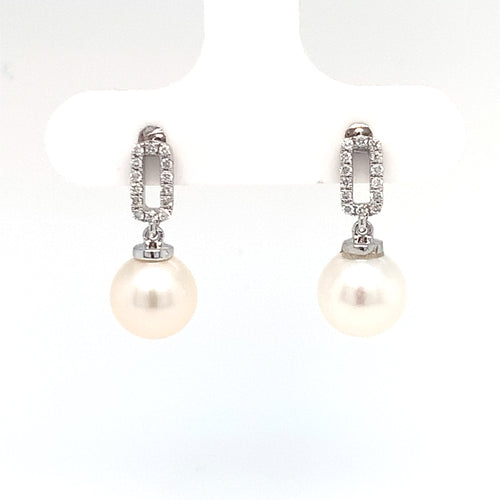 14 Karat White Dangle Pearls Earrings - ROYAL JEWELRY MFG, INC.
