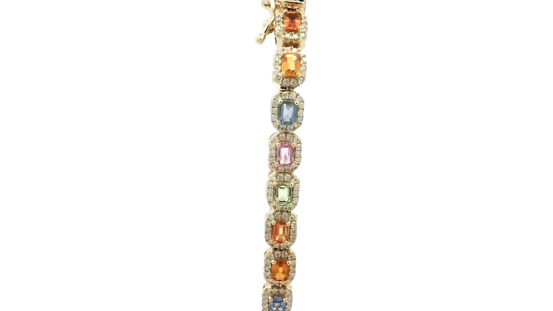 14 Karat Yellow Gemstone Tennis Bracelet