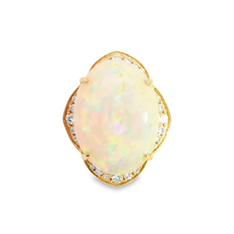 18 Karat Yellow Lady's Halo Gemstone Fasion Ring