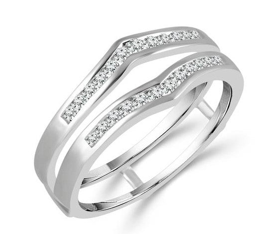 14 Karat White Ring Guard/Jacket Diamond Ring Guard
