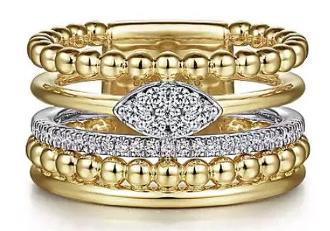 14 Karat Two Tone Women's Diamond Fashion Ring