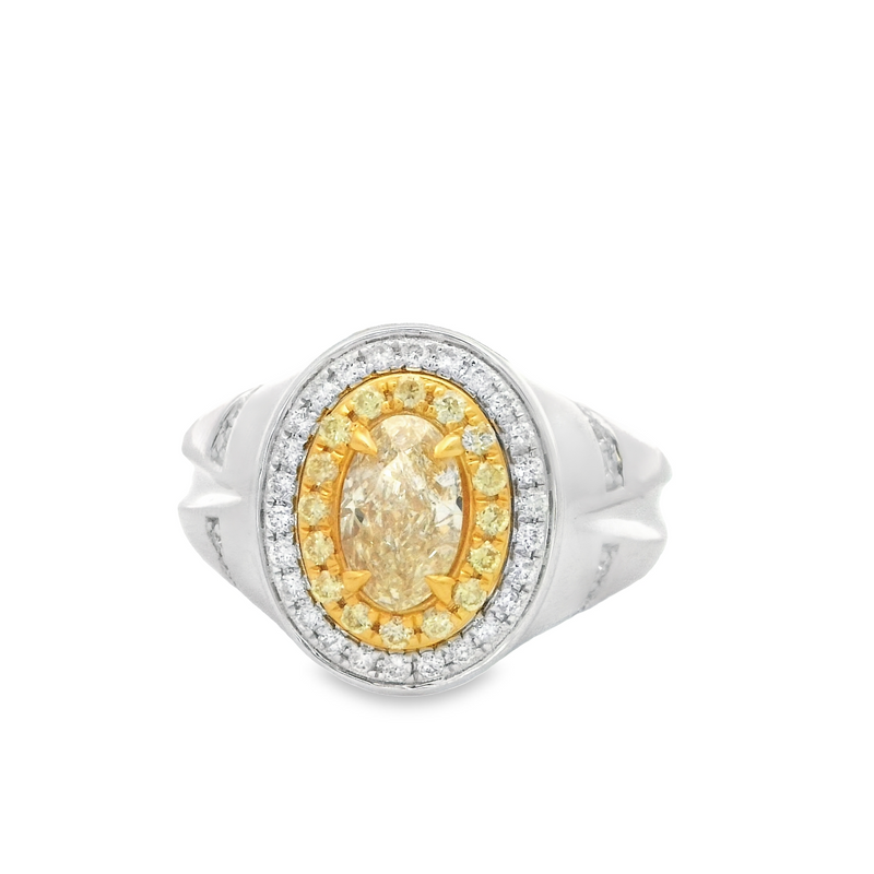 Two Tone 18 Karat Halo Men's Ring