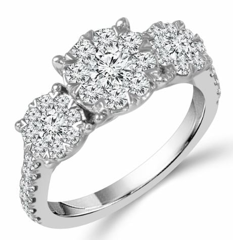 14 Karat White 3 Stone Engagement Ring - IDD SANDEEP USA LLC