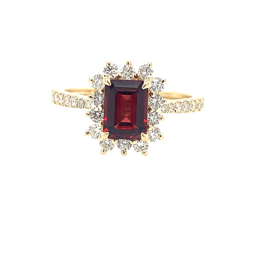 14 Karat Yellow Lady's Halo Gemstone Fasion Ring - ROYAL JEWELRY MFG, INC.