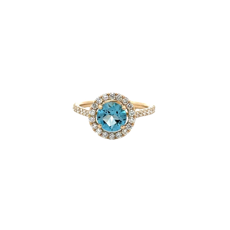 14 Karat Yellow Lady's Halo Gemstone Fasion Ring