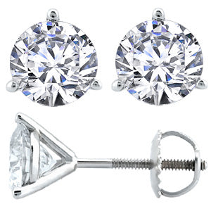 14 Karat White 0.90ct Diamond Stud Earrings - TJ MANUFACTURING