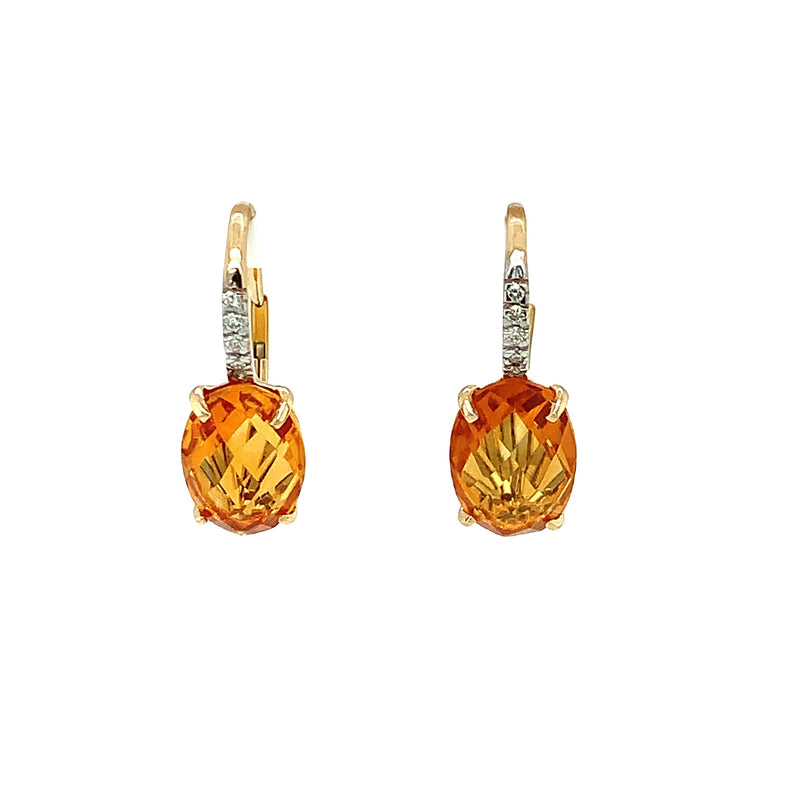 14 Karat Yellow Citrines Gemstone Earrings