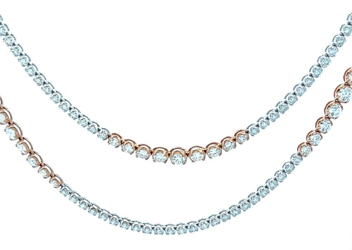 18 Karat Two Tone Tennis Style Lab Grown Diamond Necklaces - MALAKAN DIAMOND CO.