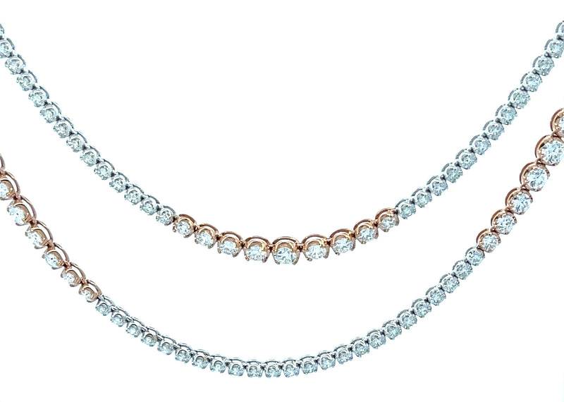 18 Karat Two Tone Tennis Style Lab Grown Diamond Necklaces