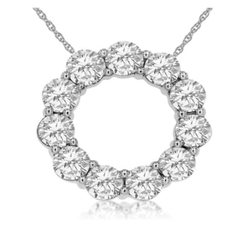14 Karat White Circle Diamond Pendant - ROYAL JEWELRY MFG, INC.