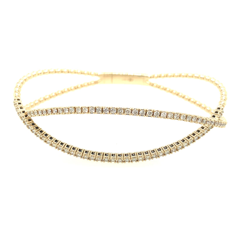 14 Karat Yellow Bangle Diamond Bracelet