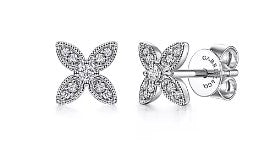 14 Karat White Stud Diamond Earrings - GABRIEL & CO.