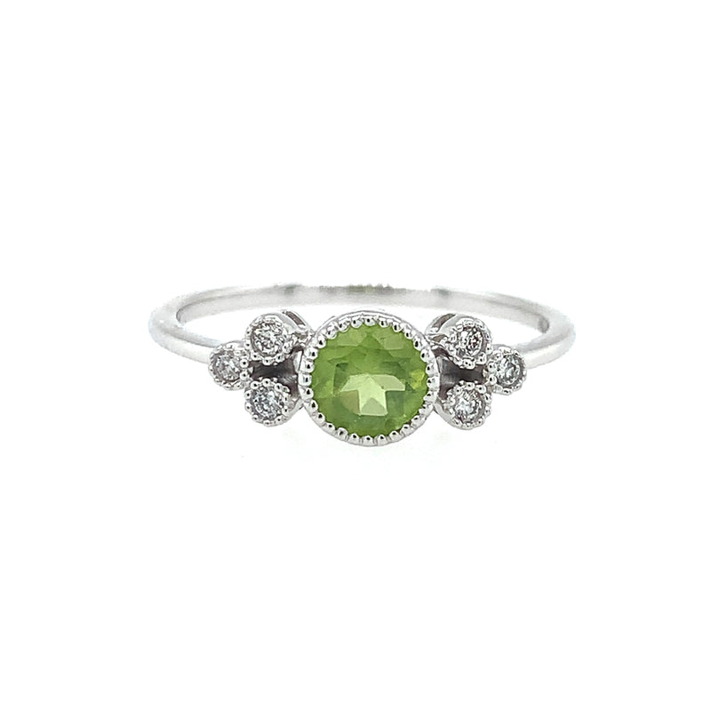 14 Karat White Lady's 3 Stone Gemstone Fasion Ring