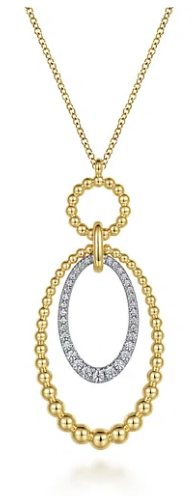 14 Karat Two Tone Drop Diamond Pendant